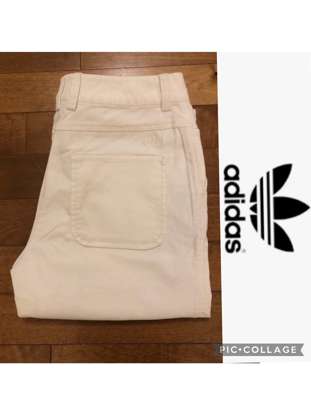 Adidas stretch ivory corduroy cream pants size 2